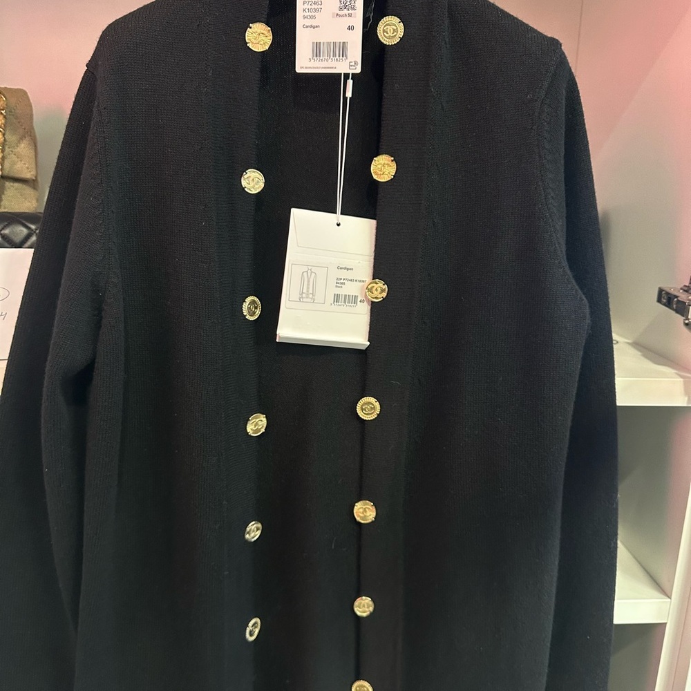 Chanel 22P Black Cardigan. New with tags attached and receipt.